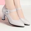 Zapatos de mamá zapatos de una sola capa tacón alto cuero genuino primavera y otoño zapatos de mujer 2023 nuevo primavera de mediana edad hebilla primavera