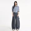 Pantalones Cargo Casuales Anchos Naranja Infantil # Retro Americano para Mujer, Holgados, Adelgazantes, Favorecedores, Únicos, Vintage, Versátiles, Pantalones de Pata Ancha hasta el Suelo.
