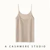 Camisola de malha de cashmere feminina, regata sem mangas, corte justo, versátil, macia e amiga da pele, com alças duplas nos ombros, peça íntima da moda