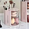 Caja de almacenamiento para borla de polvo, giratoria, a prueba de polvo, estante de almacenamiento para esponja de maquillaje tipo cushion, multicapa, transpirable, cilindro de almacenamiento cosmético de escritorio