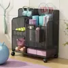 Cesta de almacenamiento para colchoneta de yoga con ruedas, estante de almacenamiento para equipo de fitness, estante estrecho para rodillo de espuma de bádminton para uso en casa