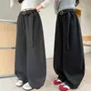 Moda Nova 2026 Calças de Pernas Largas da Moda para Meninas, Calças Longas Casuais Versáteis Estilo Coreano Soltas e Estilosas para Crianças Maiores
