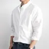 Gola alta design primavera e outono senso ins roupas velhas senso de linho camisa japonesa alta qualidade solta masculina camisa branca manga longa