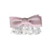 Pinza de Presión de Tela Rosa con Lazo para Niña Princesa Pin de una Palabra Falda de Malla Lindo Borde Lolita Accesorios para el Cabello para Mujeres