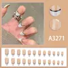 Lujo Ligero Usable Azul Claro Ámbar Francés Gama Alta Blanqueamiento Difuminado Gama Alta Elegante Manicura Uñas Usables Sexy 24 Piezas