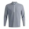 Camiseta de Manga Larga Transpirable de Secado Rápido de Nylon Ligero que Absorbe la Humedad de Cuello Pequeño con Media Cremallera y Cuello Alto para Correr para Hombre