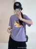 Camiseta de Algodón de Manga Corta con Estampado de Copo de Nieve de Verano para Mujer, Corte Holgado, Adelgazante, Estilo Perezoso, Top de Cuello Redondo, Venta Directa de Fábrica