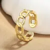 Anillo Personalizado Bañado en Oro de 18 Quilates, Anillo Sencillo con Diseño Calado de Textura Abierta para Dedo Índice, Anillo Liso de Moda Hip-Hop