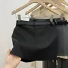 Falda de Traje Gris para Primavera y Verano para Mujer Vestido Cruzado Hot Girl Petite Cintura Alta Adelgazante Temperamento Falda de Línea A