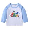 Camiseta infantil de primavera y otoño 2023, nueva camiseta de manga larga con cuello redondo y dibujos animados, camiseta de algodón para bebés y niños.