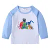 Camiseta infantil de primavera y otoño 2023, nueva camiseta de manga larga con cuello redondo y dibujos animados, camiseta de algodón para bebés y niños.
