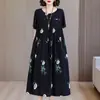 Nuevo Vestido de Algodón y Seda de Verano para Mujeres de Mediana Edad y Mayores, Vestido Holgado Estilo Mamá, Falda de Algodón Artificial, Atuendo de Moda para Mujeres de 40 Años