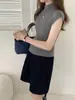 26 Otoño Temprano Estilo Retro Francés Cuello Semi Alto 100% Lana Corte Delgado Top Versátil 60328