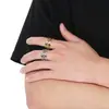 Qixiang Jewelry Anillo Simple Brillante Estilo Hip-Hop Moda Callejera Cadena de Rombo Acero de Titanio Hueco Anillo para Hombre