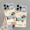 Adequado para Transformação Instantânea em Apple 18 Pro Max Dachshund Bordado Desenho de Linha Filhote Pulseira Capa de Celular iPhone Personalização