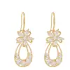 Estilo Francés Retro de Lujo Ligero Moda de Alta Gama Pendientes de Gancho con Borla de Flor y Hoja Tachonados con Diamantes Pendientes Únicos y Versátiles para Mujer