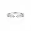 Artículo popular para transmisiones en vivo: Anillo abierto de plata de ley 925 de 2 mm con moissanita para mujer, anillo de diamante apilable, joyería de alta gama de nicho al por mayor