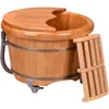 Balde de Banho de Pés de Madeira Balde de Madeira com Rodas Banho de Pés Massageador Banho de Pés Bacia de Madeira até a Panturrilha Carvalho com Polia Balde Doméstico