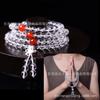 Pulsera de cristal blanco natural de 108 cuentas, pulsera de rosario para hombres y mujeres, suministro al por mayor de puesto de cristal del Mar de China Oriental