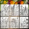 Molde Estêncil Popular de Samambaia e Pintura de Flores Silvestres da Amazon para Pintura em Spray, Esfregamento e Ensino DIY
