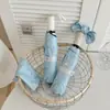 Guarda-chuva Totalmente Automático Blue Star Cola Preta Proteção Solar Raios UV Uso Duplo para Dias de Sol e Chuva Guarda-sol Dupla Pessoa Reforçado à Prova de Vento