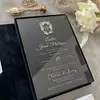 Caixas de Presente de Luxo Pretas com Estampagem Dourada Personalizadas para Venda por Atacado, Convites de Casamento Luxuosos, Convites de Casamento em Acrílico, Cartões de Casamento