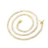 Collar de Cadena de Tenis con Tres Garras Full Diamante para Hombres y Mujeres, Cadena Clavicular de Zirconia de una Sola Fila, Accesorio de Joyería Versátil de Lujo Ligero Hip-Hop Europeo y Americano