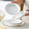 Conjunto de 4/10 peças de pratos, pratos rasos, pratos de jantar de cerâmica para casa, pratos fundos japoneses de alto valor, conjunto de louças criativo individual