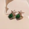 Pendientes Retro de Flor de Zirconia Calabaza Gota de Agua Estilo de Lujo Ligero Nicho Europeo y Americano Pendientes Sencillos y de Alta Gama para Mujer