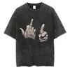 Camiseta Masculina de Algodão Puro Pesado Manga Curta Estilo Retro Americano, Casual de Verão Solta Tendência Oversize Lavada Vintage
