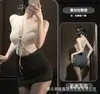 Lencería de Cuello Halter Perla Gato Nocturno, Tentación Transparente, Minifalda Sexy Ajustada, Estilo de Secretaria, Deseo Puro, Chica Atrevida, Pasión Sin Quitarse la Ropa
