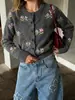 Cárdigan de punto jacquard estilo pastoral transfronterizo 2026 otoño e invierno cuello redondo estilo casual cárdigan de punto grueso para mujer