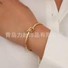 Pulsera Europea y Americana de Nudo Simple de Metal Cobre Chapado en Oro Pulsera Texturizada de Alta Calidad que Combina con Todo