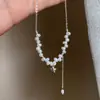 Novo colar de pérolas com pingente de estrela tridimensional, design criativo de nicho, delicado e suave, corrente de clavícula elegante e sofisticada