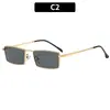 Moda Europea y Americana Nuevas Gafas de Sol Cuadradas Metálicas Simples Estilo Callejero Versátiles Gafas de Sol Mismo Estilo que Celebridades de Internet Gafas de Hip-Hop de Moda