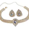 Collar de Lujo Europeo y Americano de Múltiples Capas con Pedrería Geométrica, Aretes, Collar de Cristal Colorido Grande con Gota de Agua, Collar de Moda Exagerado