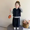 Conjunto de Primavera y Otoño para Niñas 2026 Nuevo de Moda Otoño Ropa de Bebé Moda Infantil Chal de Lunares Conjunto de Tres Piezas