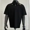 2026 Camiseta de Manga Corta para Hombre Verano Color Sólido Corte Delgado Negra de Negocios Versátil Camisa Polo Cuello Solapa Ropa de Trabajo