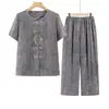 Conjunto de Roupa de Verão para Mãe 2026 Novo Estilo Blusa de Vovó Top de Verão para Mulheres de Meia-Idade e Idosas Camisa Estilosa para Idosos