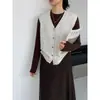 Colete Cardigan de Lã 100% Estilo Coreano com Botão de Madeira Jiangzuo Quality Wang para Mulheres Outono Suéter de Botão Único U1595