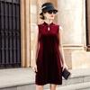 Chen Miaoyan falda chaleco de terciopelo sin mangas vestido de banquete elegante cheongsam modificado vestido de fondo venta al por mayor de fábrica