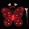 Asas de Borboleta Luminosas com Lâmpada Saia de Menina Varinha de Fada Decorativa Presente Infantil Barraca de Brinquedos Roupa Conjunto de Três Peças