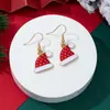 Pendientes de Navidad Europeos y Americanos Transfronterizos para Mujer, Pendientes Creativos Personalizados de Muñeco de Nieve Papá Noel con Goteo de Aceite DIY