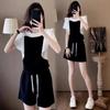 Shorts Casuales de Algodón Imitación Ropa Deportiva Traje de Fitness para Mujer Verano Nuevo Adelgazante Manga Corta Conjunto de Dos Piezas Reductor de Edad