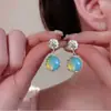 Pendientes Geométricos Ojo de Tigre Aguja de Plata Melaleuca Pendientes de Botón Retro de Lujo Ligero a la Moda Pendientes Versátiles de Gama Alta Venta al por Mayor Mujer
