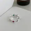 Anéis Coloridos em Formato de Coração para Mulheres, Estilo Coreano, Modernos e na Moda, Design Novo de Nicho, Anéis Ajustáveis, Anéis Únicos para Dedo Indicador, na Moda