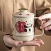 Taza Tallada Pintada a Mano Creativa del Fabricante, Vaso de Agua Seguro y Feliz, Taza de Oficina, Taza de Té de Aspecto Elegante, Juego de Té