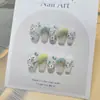 Ins más vendidos uñas vestibles al por mayor calcomanías para uñas con diseño de flor de paisaje uñas postizas cortas 30 piezas acabado de alta calidad