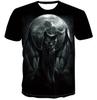 Comércio exterior Europa e Estados Unidos Série Caveira Impressão digital 3D casual respirável secagem rápida gola redonda moletom camiseta manga curta atacado