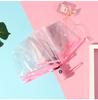 Paraguas Plegable Transparente Mango de Color 70% de Descuento Totalmente Automático Pequeño Fresco Logo Personalizable PVC Blanco Venta Directa de Fábrica